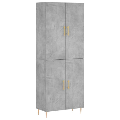Kaappi betoninharmaa 69,5x34x180 cm tekninen puu