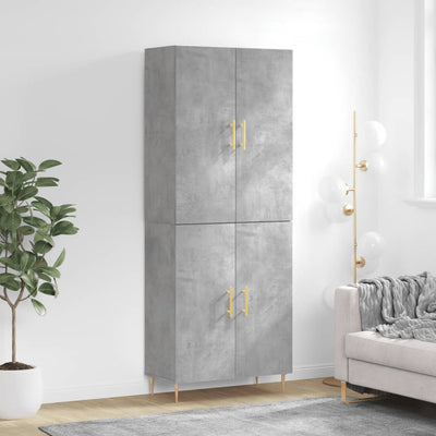 Kaappi betoninharmaa 69,5x34x180 cm tekninen puu
