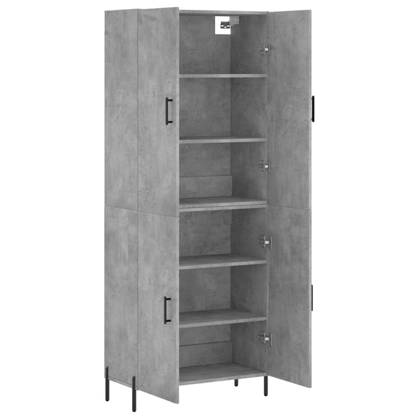 Kaappi betoninharmaa 69,5x34x180 cm tekninen puu (101)
