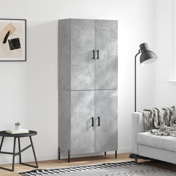 Kaappi betoninharmaa 69,5x34x180 cm tekninen puu (101)
