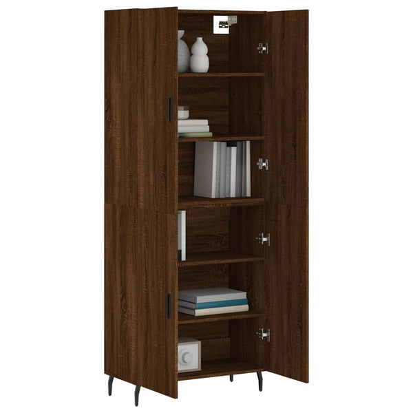 Kaappi ruskea tammi 69,5x34x180 cm tekninen puu
