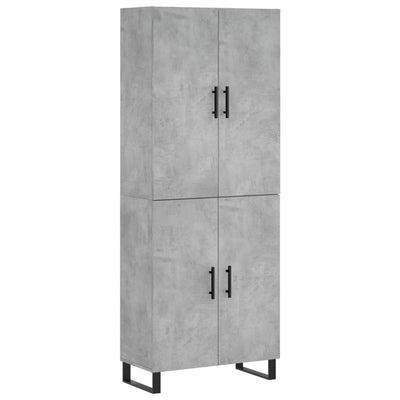 Kaappi betoninharmaa 69,5x34x180 cm tekninen puu
