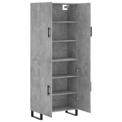 Kaappi betoninharmaa 69,5x34x180 cm tekninen puu