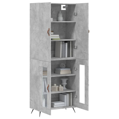 Kaappi betoninharmaa 69,5x34x180 cm tekninen puu