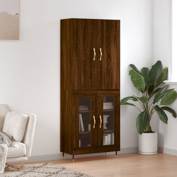 Kaappi ruskea tammi 69,5x34x180 cm tekninen puu