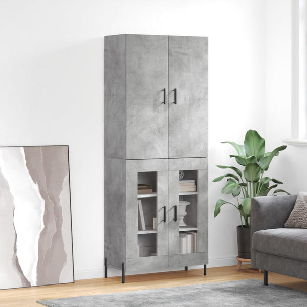 Kaappi betoninharmaa 69,5x34x180 cm tekninen puu (96)
