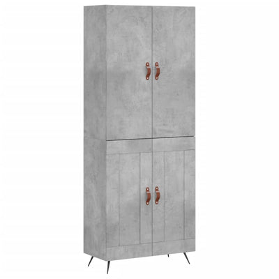 Kaappi betoninharmaa 69,5x34x180 cm tekninen puu
