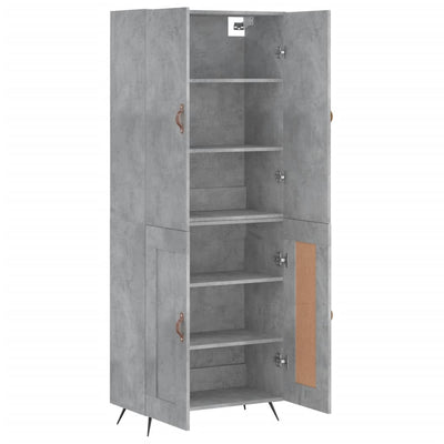 Kaappi betoninharmaa 69,5x34x180 cm tekninen puu