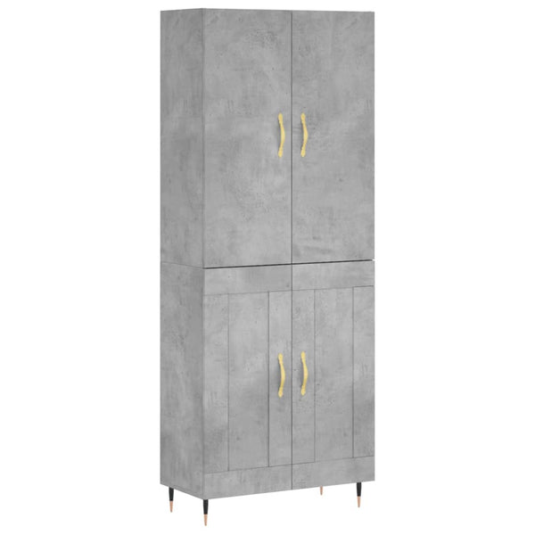 Kaappi betoninharmaa 69,5x34x180 cm tekninen puu
