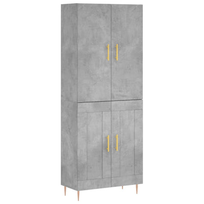 Kaappi betoninharmaa 69,5x34x180 cm tekninen puu