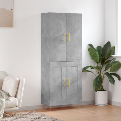 Kaappi betoninharmaa 69,5x34x180 cm tekninen puu