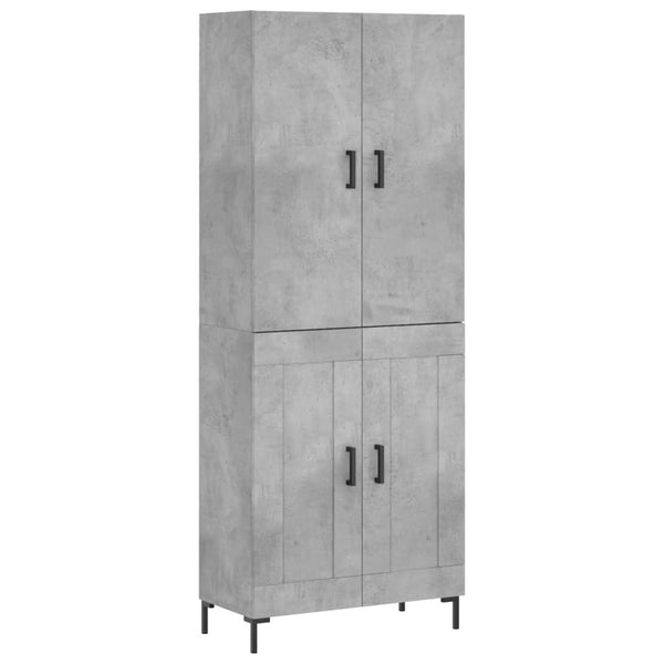 Kaappi betoninharmaa 69,5x34x180 cm tekninen puu (90)
