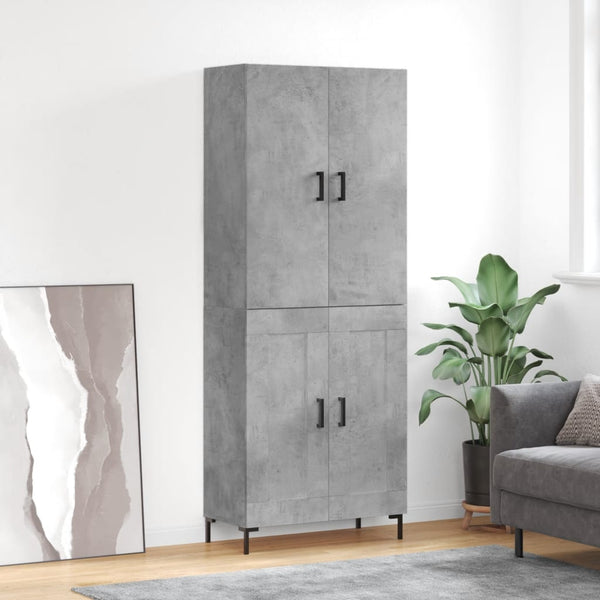 Kaappi betoninharmaa 69,5x34x180 cm tekninen puu (90)
