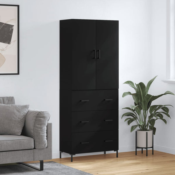 Kaappi musta 69,5x34x180 cm tekninen puu