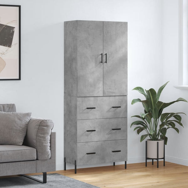 Kaappi betoninharmaa 69,5x34x180 cm tekninen puu (81)