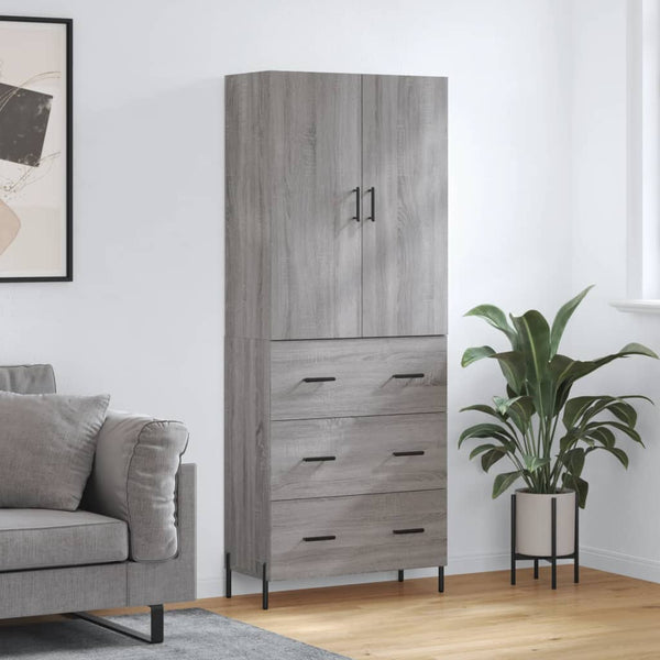 Kaappi harmaa Sonoma 69,5x34x180 cm tekninen puu