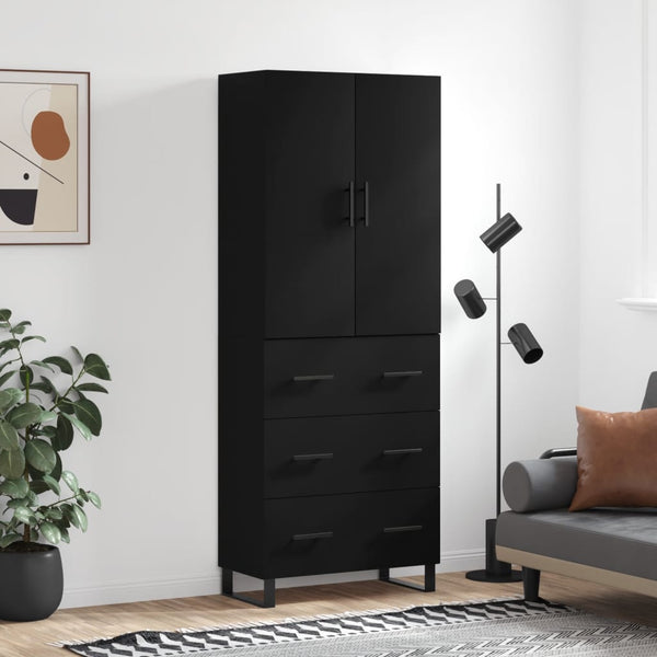 Kaappi musta 69,5x34x180 cm tekninen puu