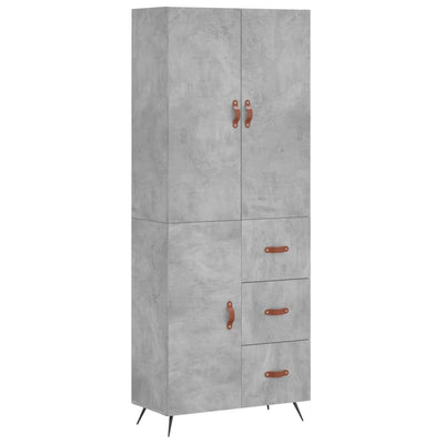 Kaappi betoninharmaa 69,5x34x180 cm tekninen puu