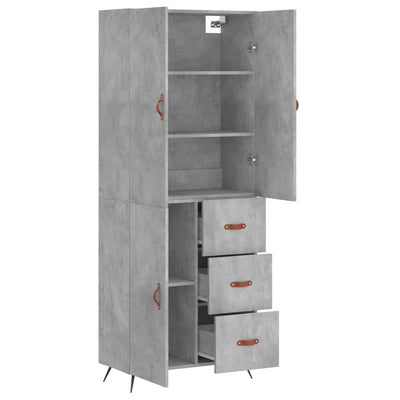 Kaappi betoninharmaa 69,5x34x180 cm tekninen puu