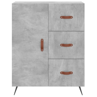 Kaappi betoninharmaa 69,5x34x180 cm tekninen puu
