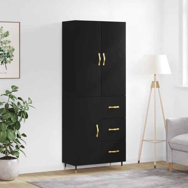 Kaappi musta 69,5x34x180 cm tekninen puu