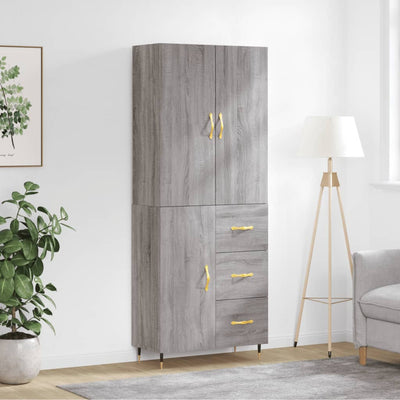 Kaappi harmaa Sonoma 69,5x34x180 cm tekninen puu