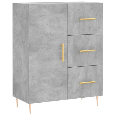 Kaappi betoninharmaa 69,5x34x180 cm tekninen puu
