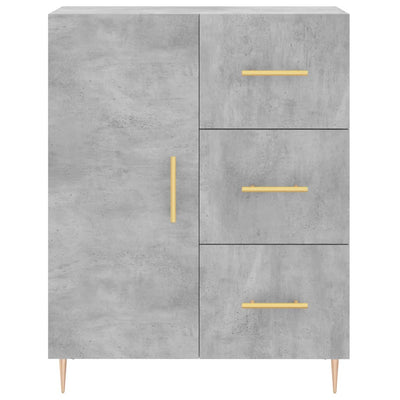 Kaappi betoninharmaa 69,5x34x180 cm tekninen puu