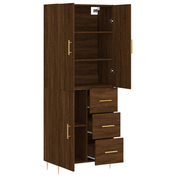 Kaappi ruskea tammi 69,5x34x180 cm tekninen puu