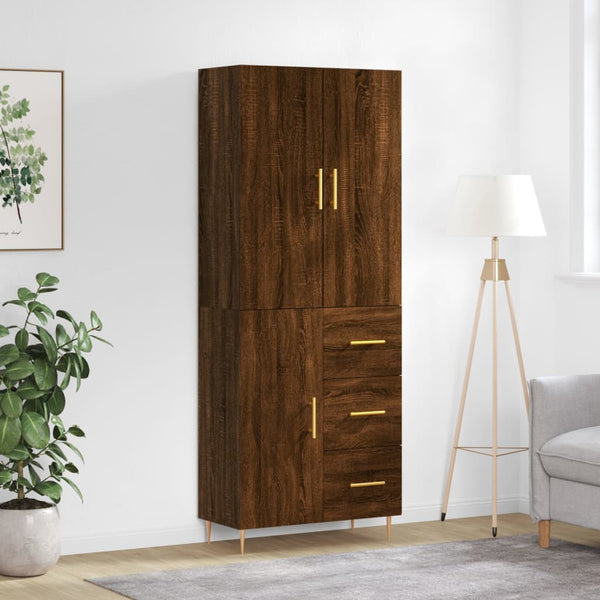 Kaappi ruskea tammi 69,5x34x180 cm tekninen puu