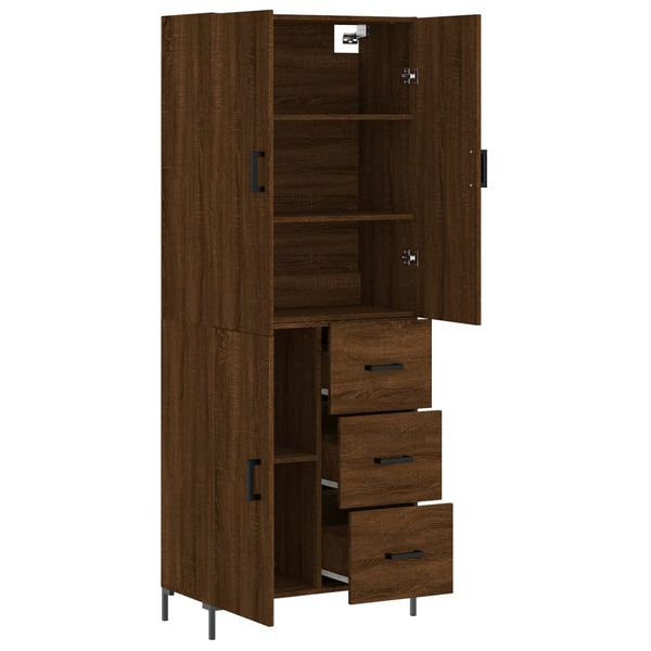 Kaappi ruskea tammi 69,5x34x180 cm tekninen puu