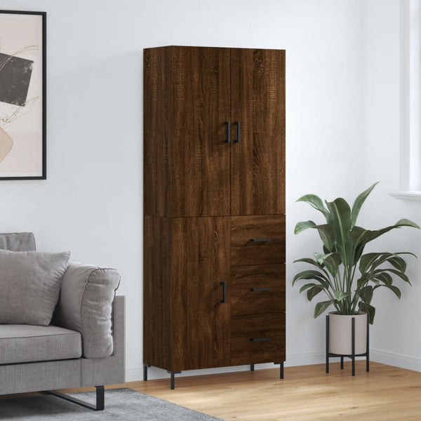 Kaappi ruskea tammi 69,5x34x180 cm tekninen puu