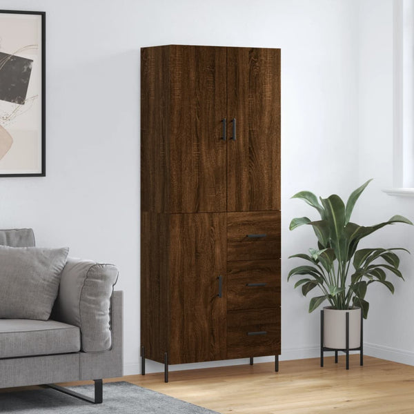 Kaappi ruskea tammi 69,5x34x180 cm tekninen puu