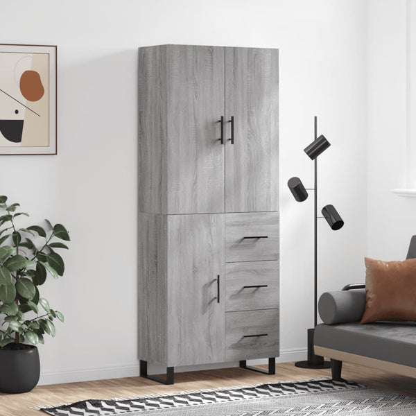 Kaappi harmaa Sonoma 69,5x34x180 cm tekninen puu