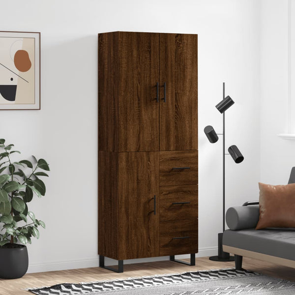 Kaappi ruskea tammi 69,5x34x180 cm tekninen puu