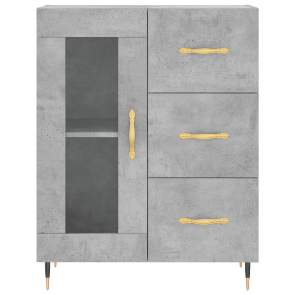 Kaappi betoninharmaa 69,5x34x180 cm tekninen puu