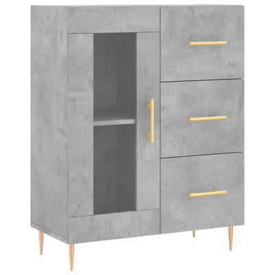 Kaappi betoninharmaa 69,5x34x180 cm tekninen puu