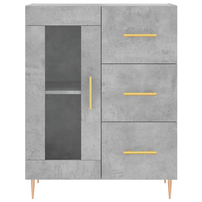 Kaappi betoninharmaa 69,5x34x180 cm tekninen puu