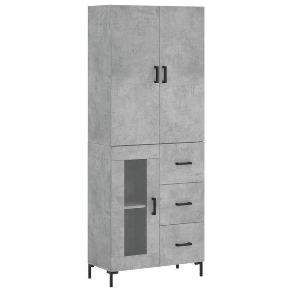 Kaappi betoninharmaa 69,5x34x180 cm tekninen puu (70)
