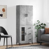 Kaappi betoninharmaa 69,5x34x180 cm tekninen puu (70)