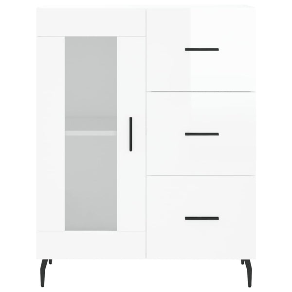 Kaappi korkeakiilto valkoinen 69,5x34x180 cm tekninen puu