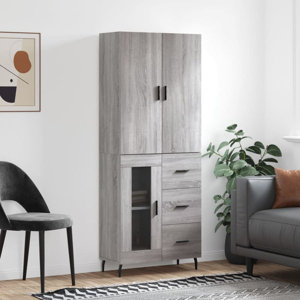Kaappi harmaa Sonoma 69,5x34x180 cm tekninen puu