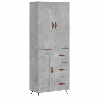 Kaappi betoninharmaa 69,5x34x180 cm tekninen puu