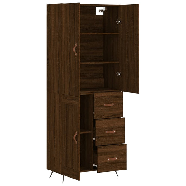 Kaappi ruskea tammi 69,5x34x180 cm tekninen puu
