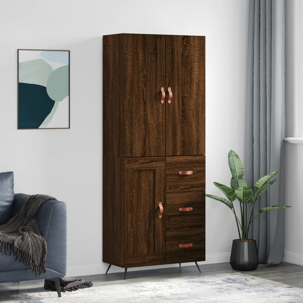 Kaappi ruskea tammi 69,5x34x180 cm tekninen puu