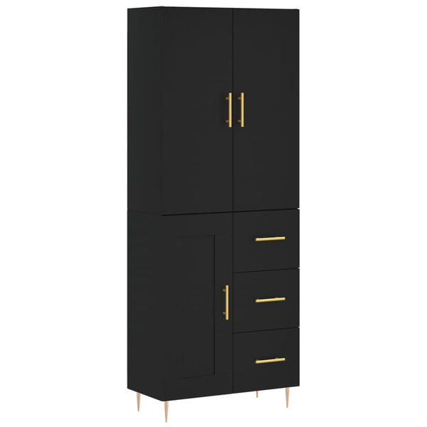 Kaappi musta 69,5x34x180 cm tekninen puu