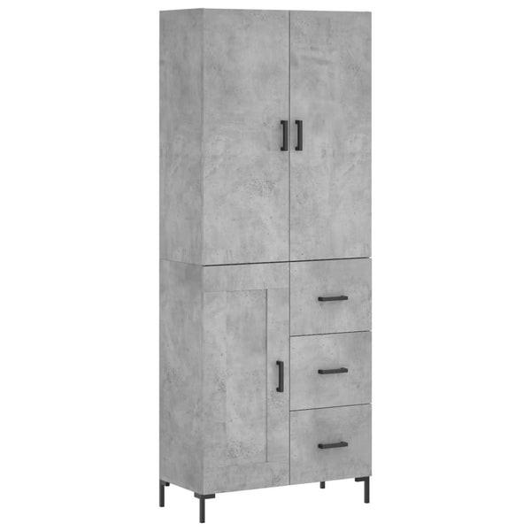 Kaappi betoninharmaa 69,5x34x180 cm tekninen puu (67)