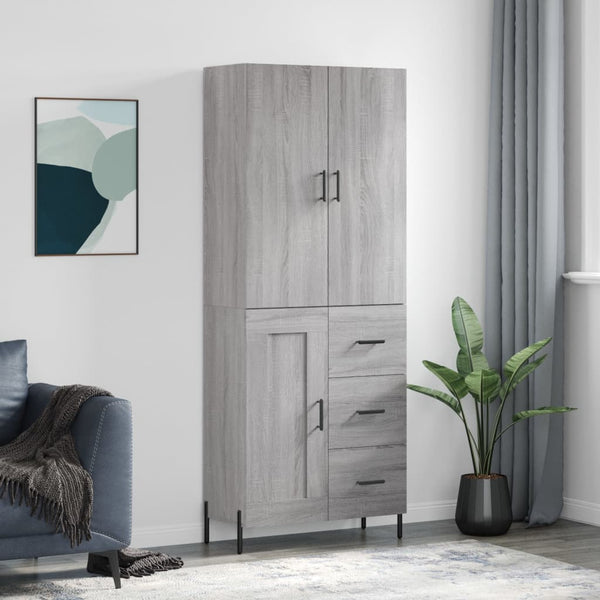 Kaappi harmaa Sonoma 69,5x34x180 cm tekninen puu
