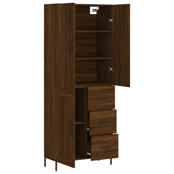 Kaappi ruskea tammi 69,5x34x180 cm tekninen puu