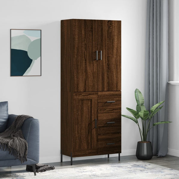 Kaappi ruskea tammi 69,5x34x180 cm tekninen puu
